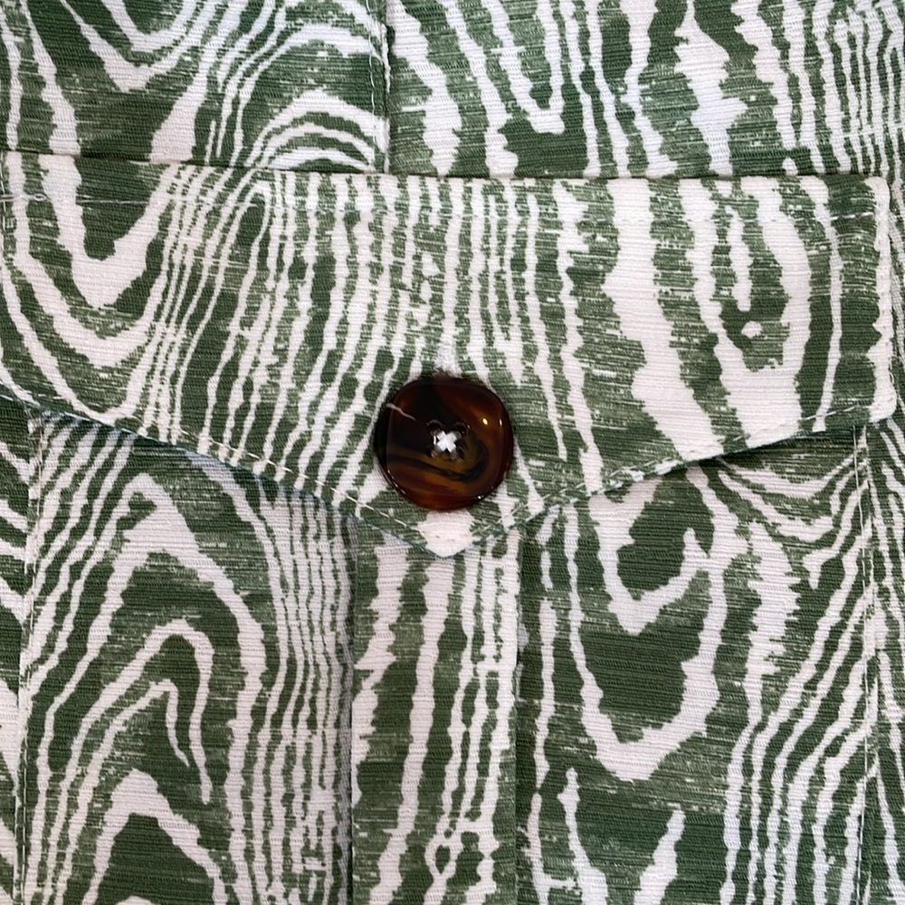 Anthropologie Pants NWT Size L Wide Leg Trouser Green Ivory Print - Picture 7 of 15